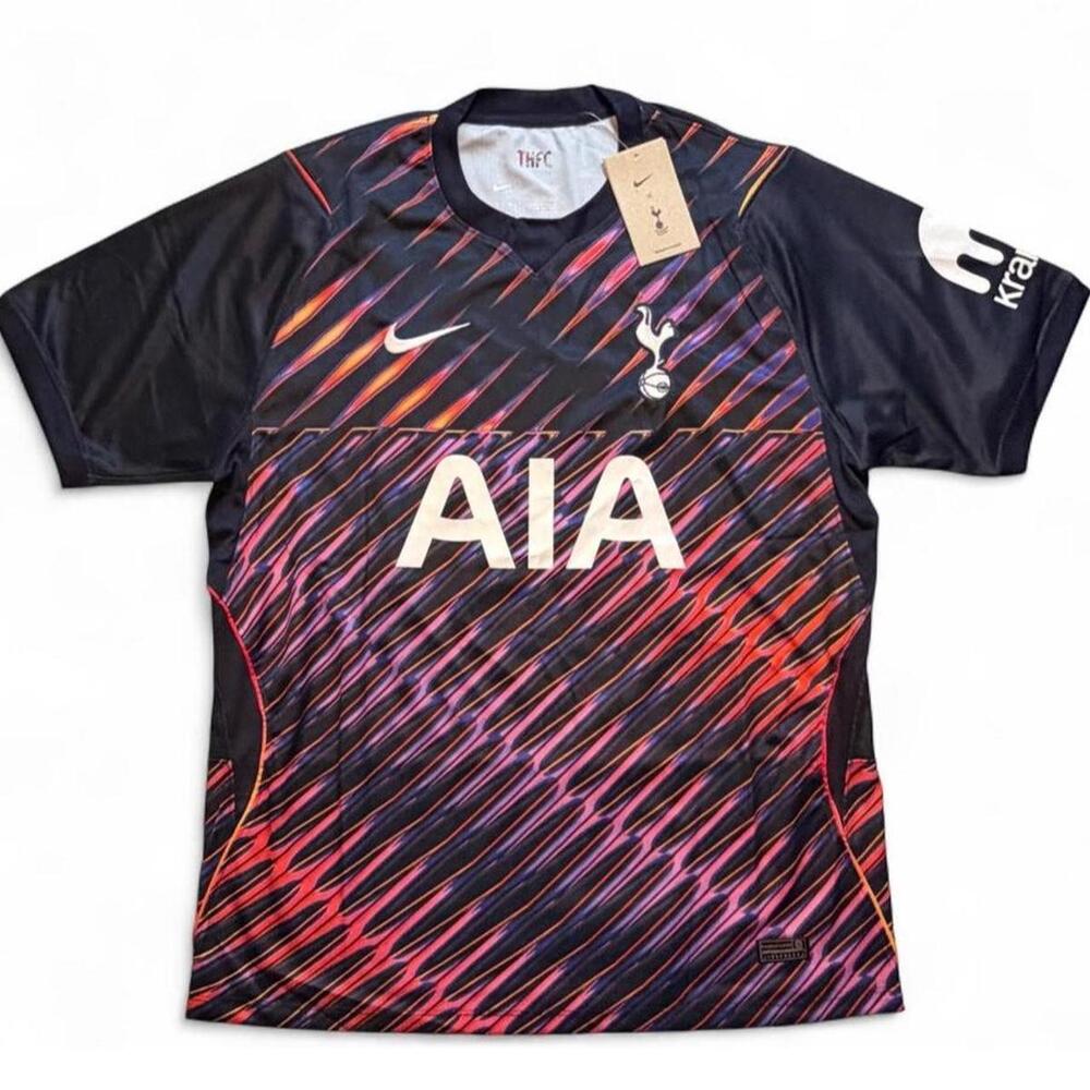 Nike Tottenham Hotspur 2026/27 Away Jersey with diagonal multicolor stripes. Num